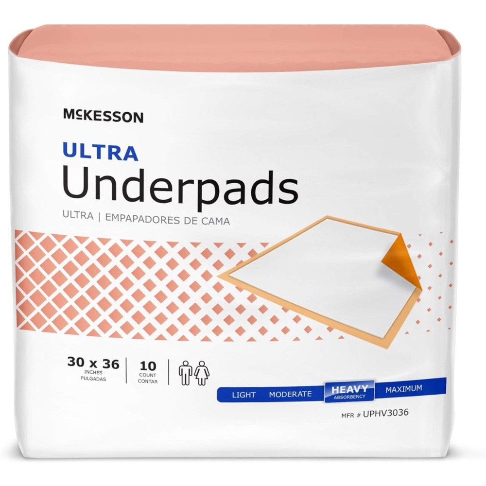 McKesson Ultra Underpads, Adult Incontinence Bed Pads, Chux, Disposable, ‘Heavy’